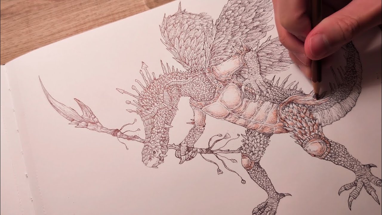 Drawing ED the Crocodilian Valkyrie (with a little ASMR)