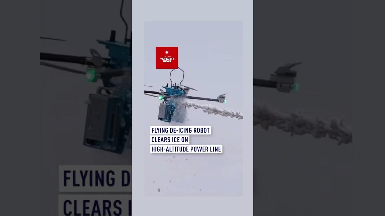 A flying de-icing robot has been showcased in Suizhou, Hubei Province