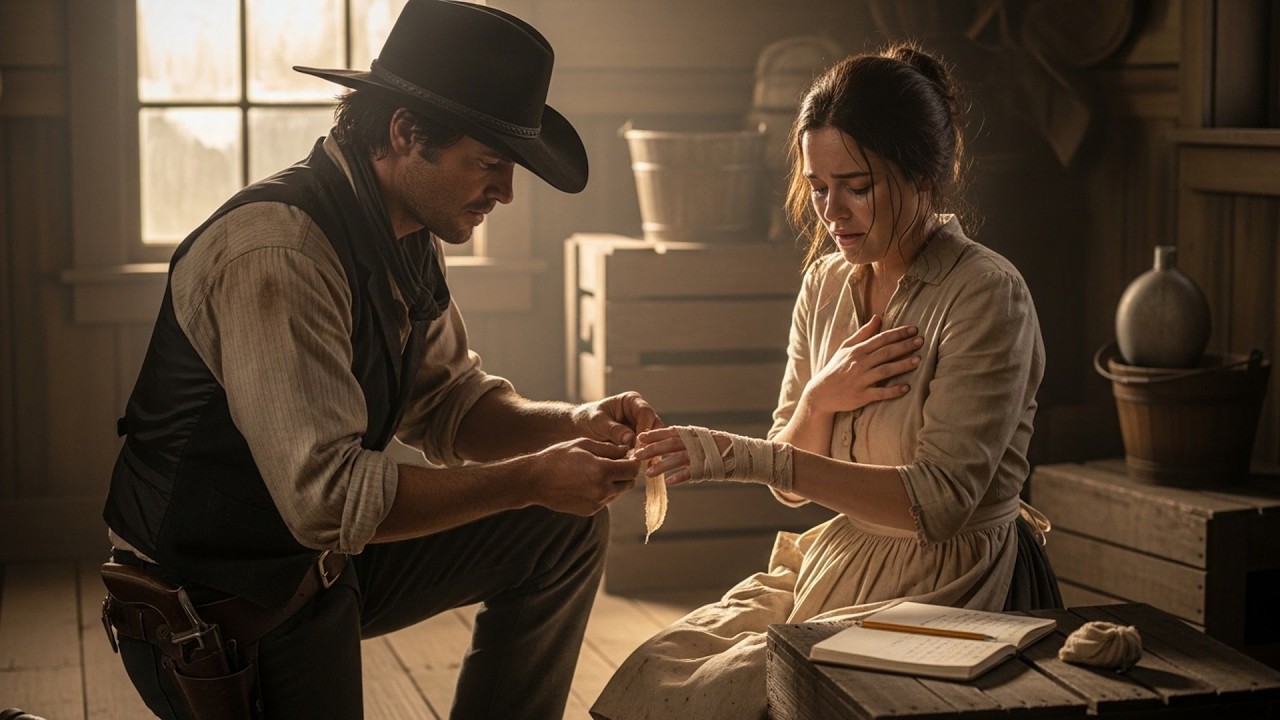 They Had Broken Her Fingers For Trying To Write Help, The Cowboy Splinted Them And Wrote For Her