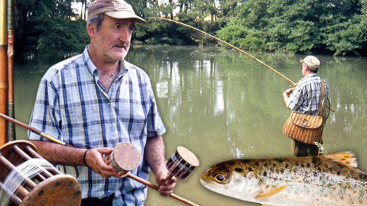 Рыбалка с 70-летним бамбуковым удилищем и ручной катушкой! | Ловля форели в реке