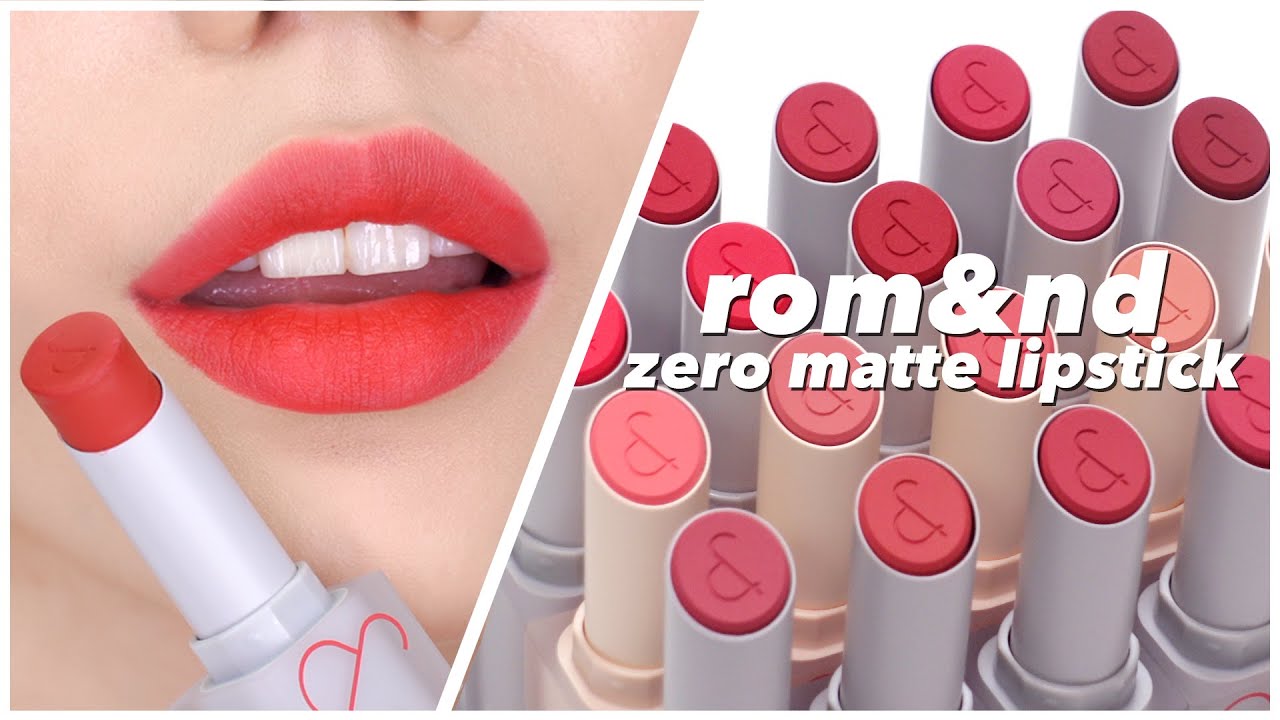 Свотчи всех 20 цветов обновленной матовой помады ROMAND ZERO MATTE LIPSTICK💄 + рекомендуемое соче...