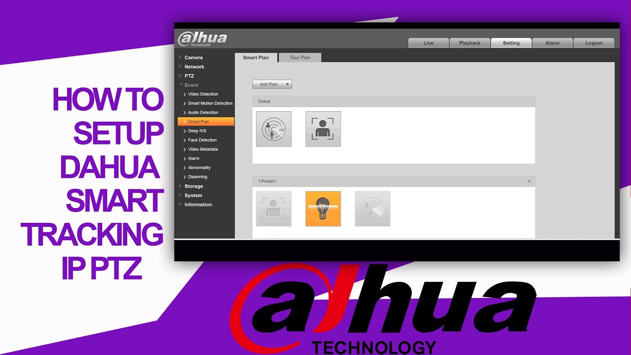 Dahua IP PTZ DH SD5A225XA-HNR   AI and Smart and Auto tracking setup with preset and Tour