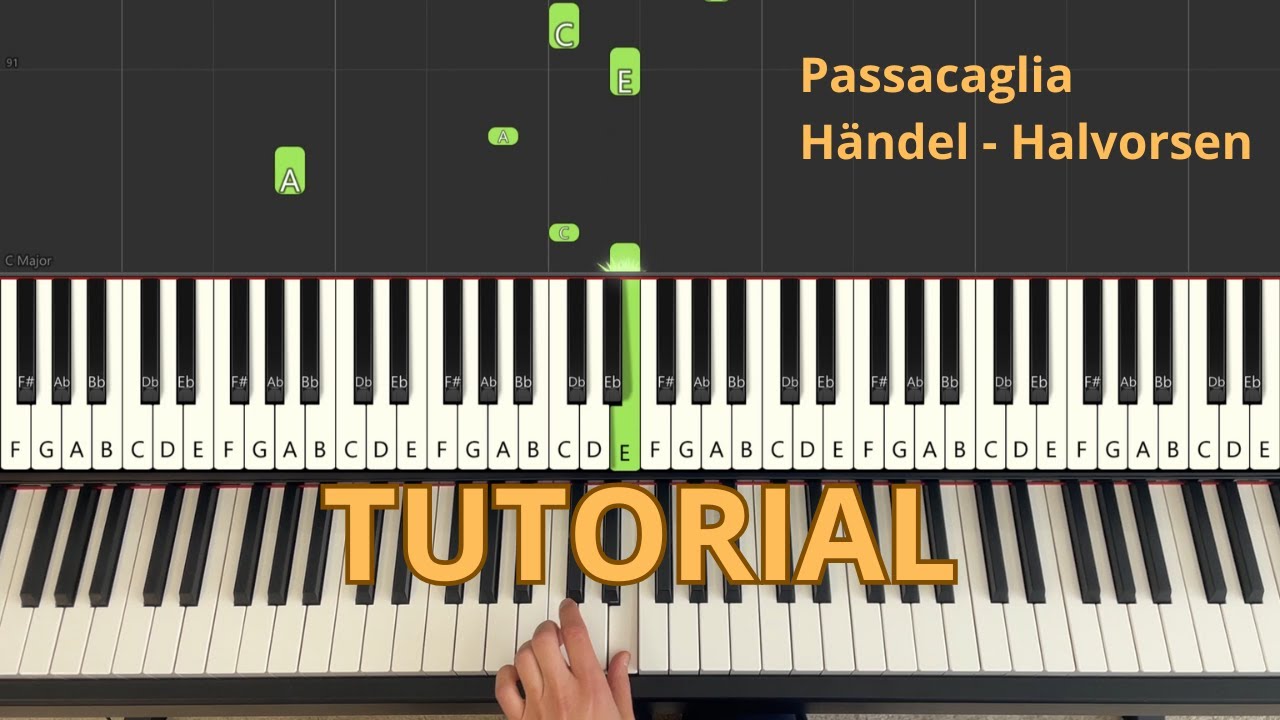Passacaglia (Händel - Halvorsen) - wykonanie na pianinie, NUTY, Synthesia, tutorial na pianino