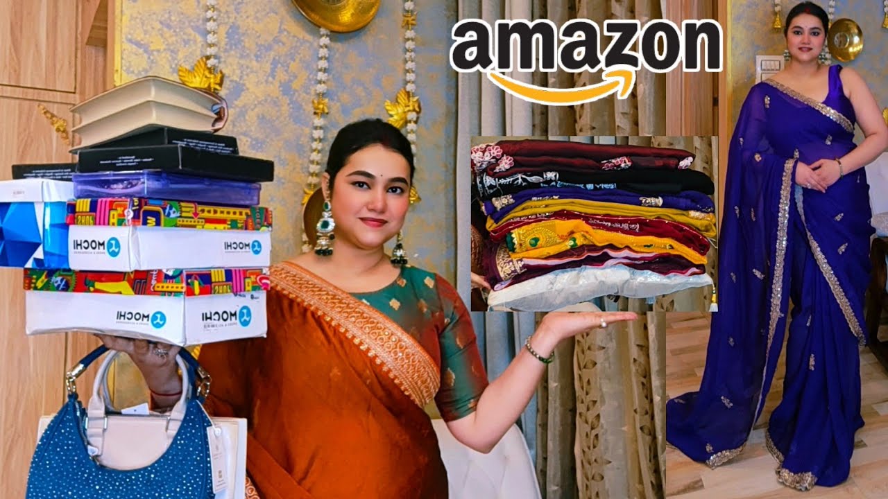 Amazon sale upto 80% off Saree, jewellery set, Earrings ,Footwear & Bag haul @PoojaRikichoyal