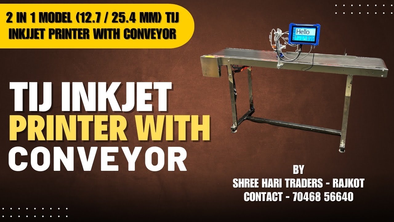 TIJ Inkjet Printer with Conveyor | Date Batch Barcode Printing | High Speed Coding Machine