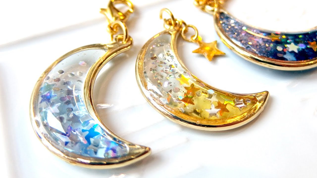 【UVレジン】ダイソーのキットをアレンジして三日月ネックレスを作りました！resin DIY