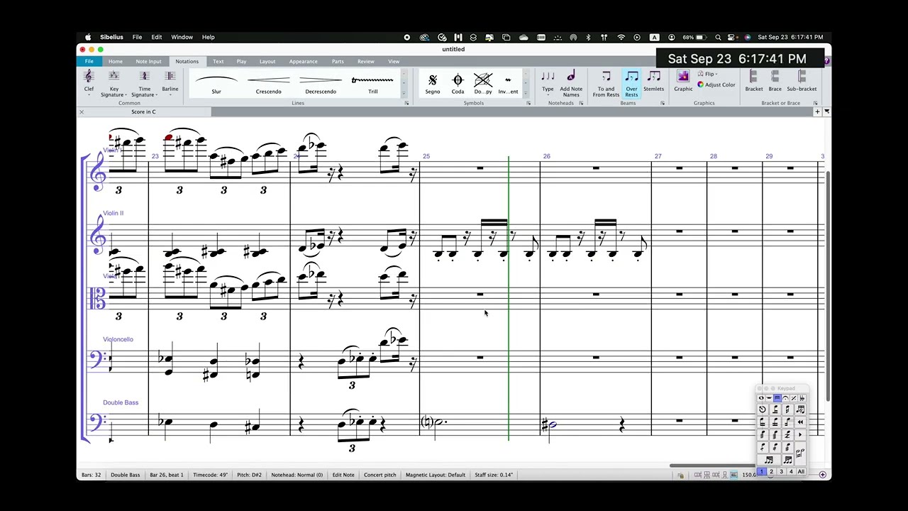 Composing for an hour in Sibelius (NotePerformer with CineStrings)