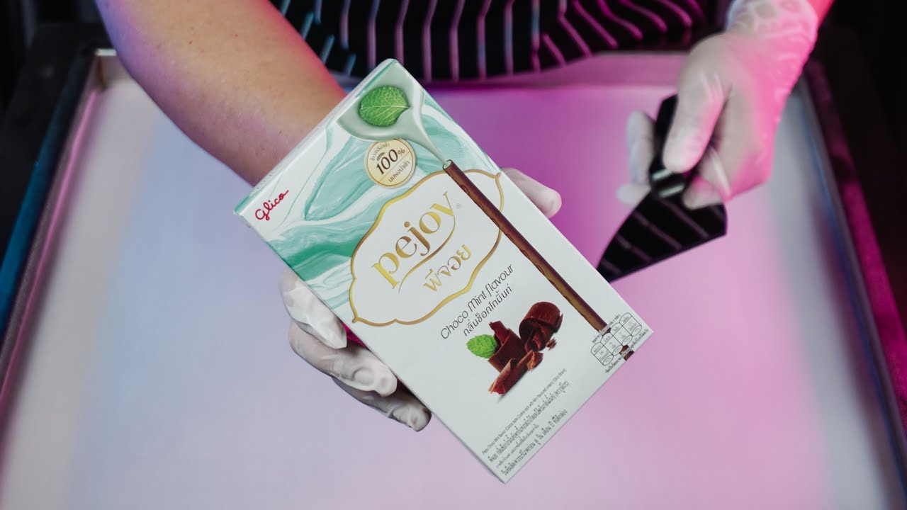 Мороженое в рулетах со вкусом мяты Glico Pejoy Choco - ASMR Ice Cream Rolls