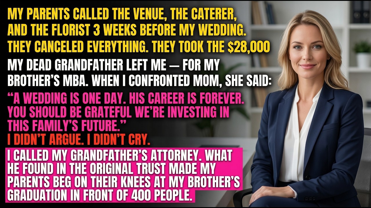 My Parents Canceled My Wedding 3 Weeks Before And Used My $28K Deposit For My Brother's MBA