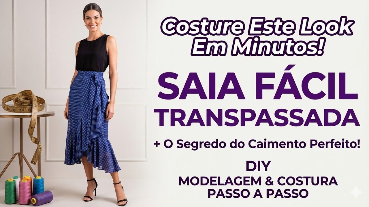 ✅️DIY Como fazer Saia Transpassada Fácil_Costura passo a passo para iniciantes Gisleide Novelo