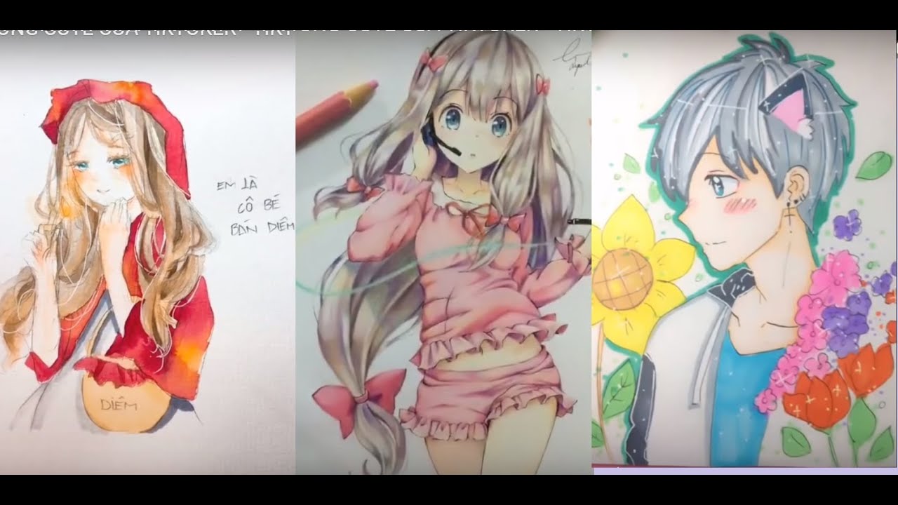 TIK TOK TRANH VẼ ANIME DỂ THƯƠNG CUTE CỦA TIKTOKER - TIKTOKER DÂN VẼ XUẤT CHIÊU CHIẾM TIK TOK