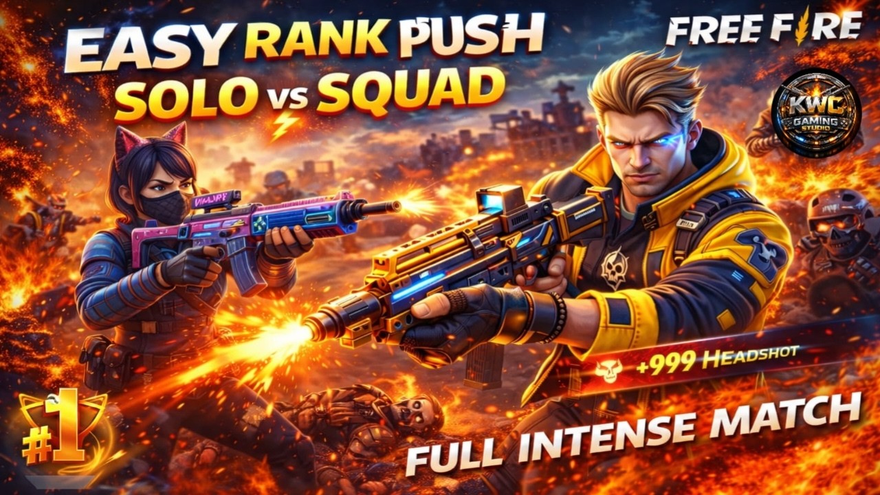 Solo vs Squad Rank Push 😈 | Free Fire Ultra Pro Gameplay | +999 Headshot #freefiregameplay #freefire