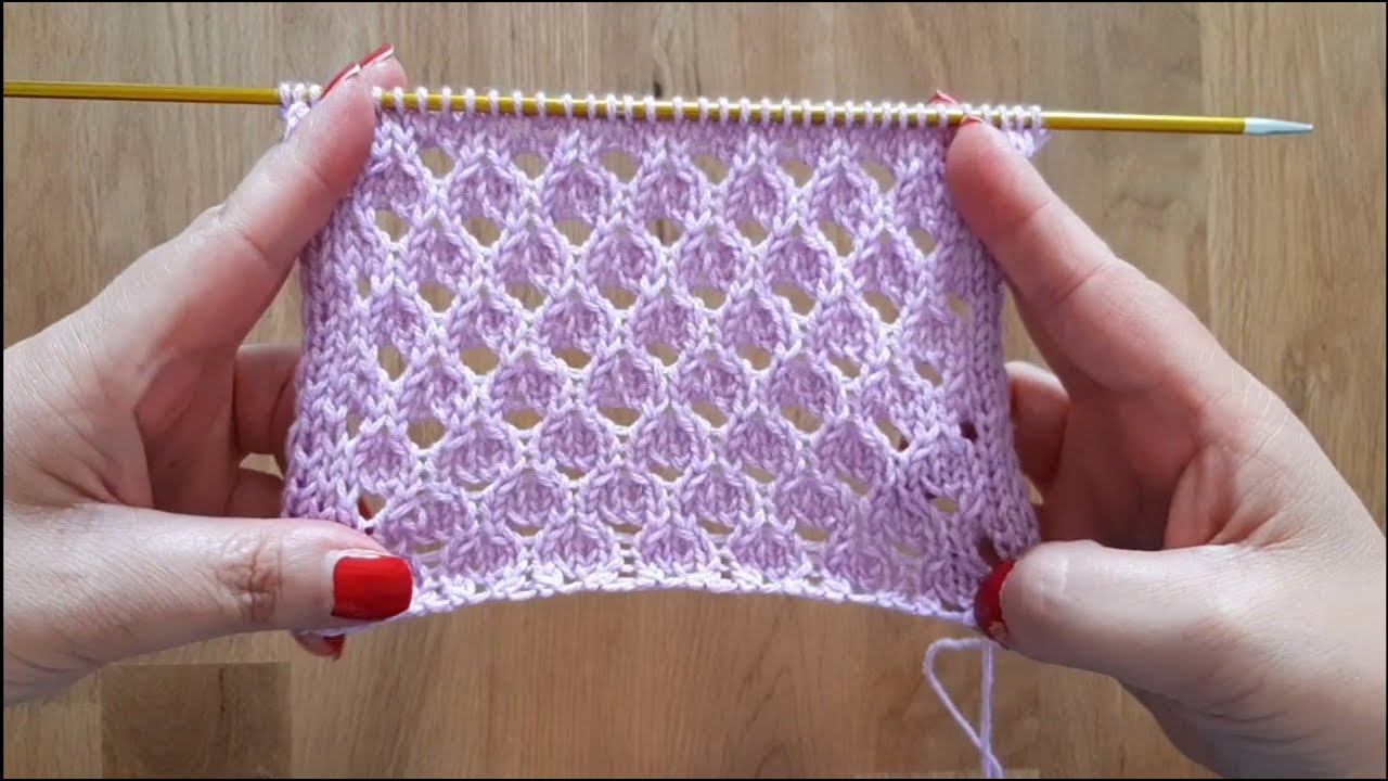 Motivo traforato ai ferri n° 201 / Lace stitch knitting / Punto calado a dos agujas