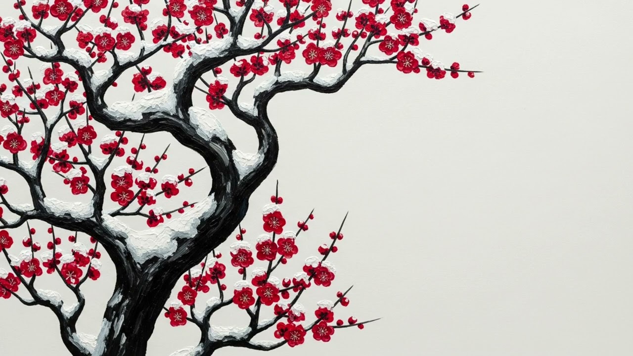 Ambient Art TV 4K: Relaxing Plum Blossom Gallery TV for Living Room Aesthetic | Ambiance Relaxante