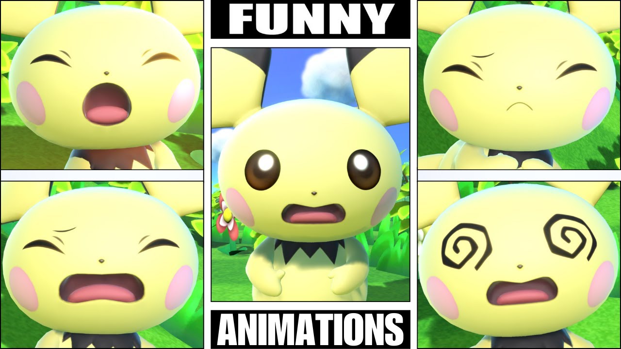 Pichu's FUNNY ANIMATIONS in Super Smash Bros Ultimate (Drowning, Dizzy, Star KO, & More)