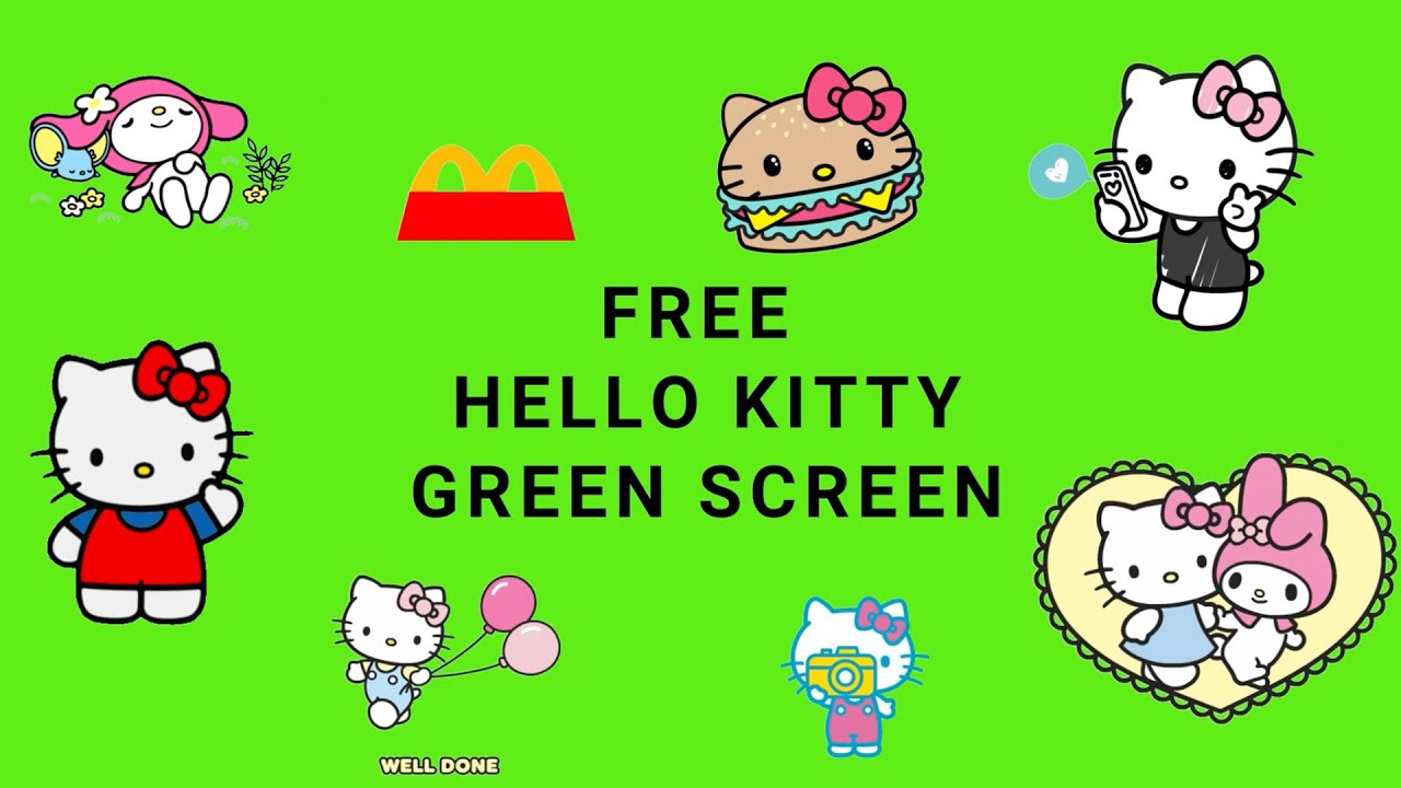 ***FREE HELLO KITTY GREEN SCREEN OVERLAYS |FREE TO USE| NO COPYRIGHT GREEN SCREEN WITH DOWNLOAD LINK
