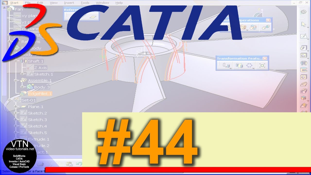01-44 CATIA v5 TUTORIAL:  ( Variable Radius Fillet )