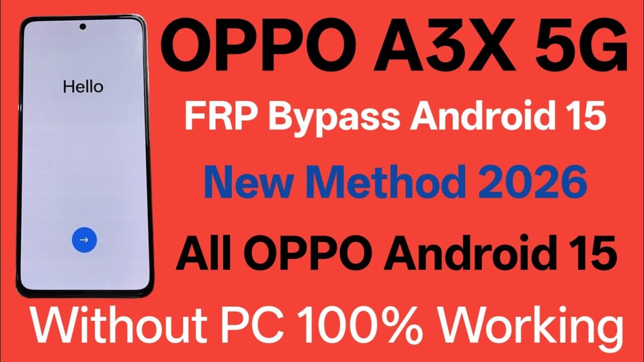 OPPO A3x Frp Bypass Android 15 ! NEW Method 2026 oppo android 15 frp bypass  Without Pc 100% Working