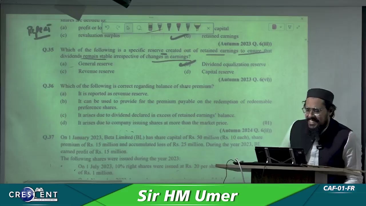 CAF 1 Sir Umer Lecture Changes and Equity MCQS
