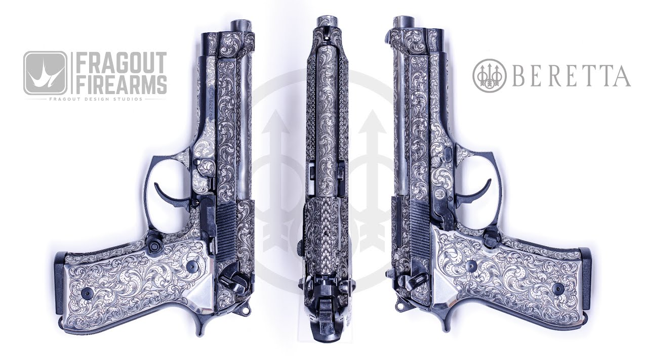 Laser Engraved Beretta 92FS Scroll Build by Fragout Firearms