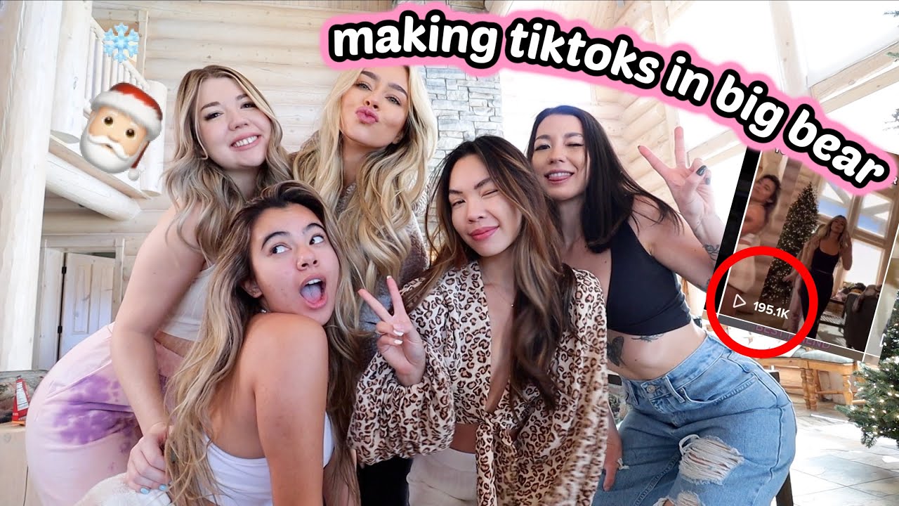TRYING VIRAL TIKTOKS! Big bear girls trip gingerbread house competition | Vlogmas Day 6