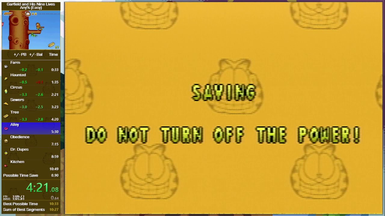 [WR] Garfield and his Nine Lives Speedrun - Any% in 10:41.967