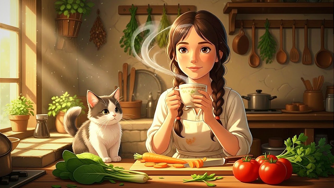 Peaceful Spring Life 🌸 | Cozy Cottage Kitchen Slow Living (Ghibli Style Relaxing Ambience)