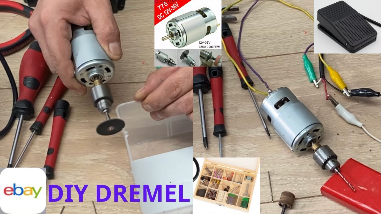 Dremel Diy Foot Pedal Small 12v 775 DC Motor Super Powerful/Φτιαξε το μικροτερο Dremel εργαστηριου.