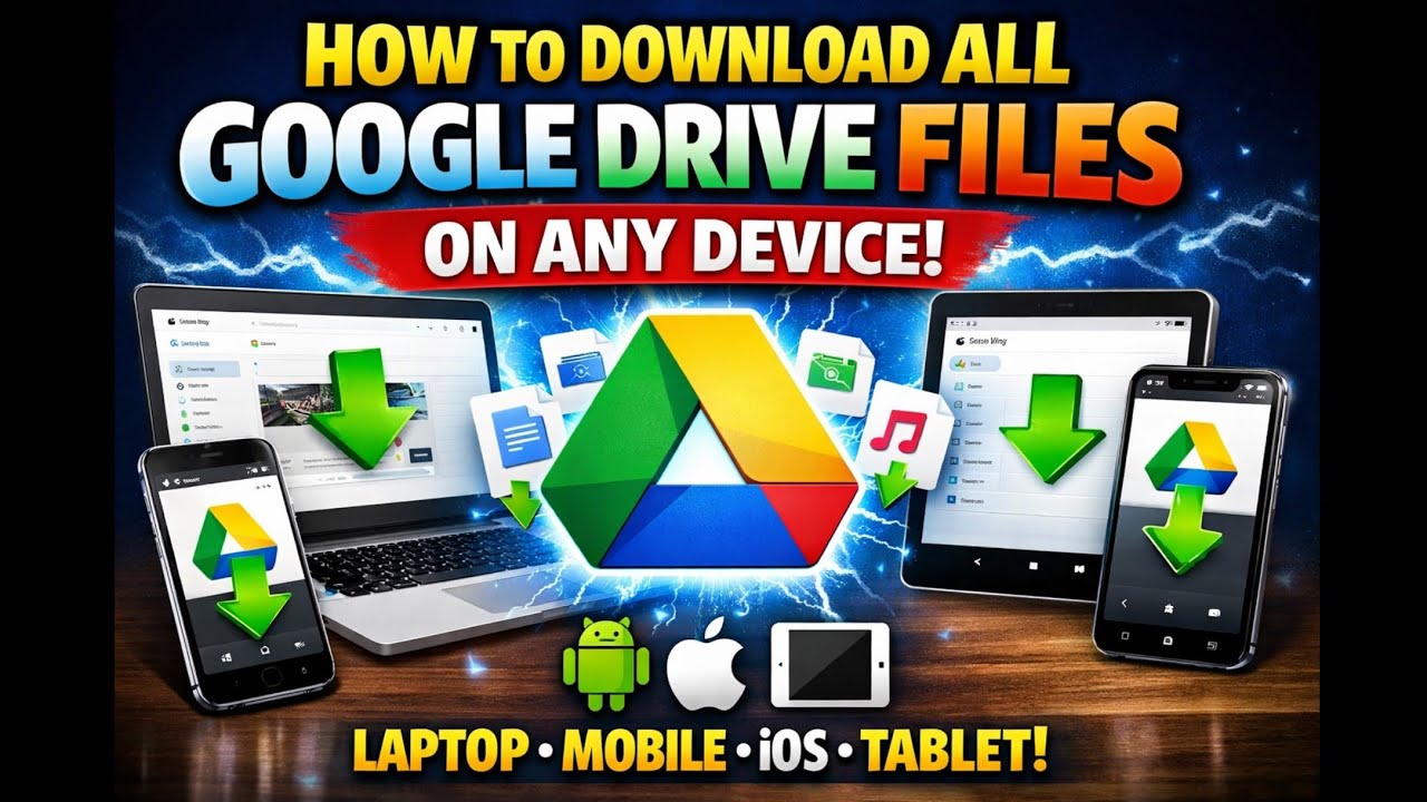 How To Download All Google Drive Files at Once On Any Device Laptop ,Mobile (Android & iOS) ,Tablet