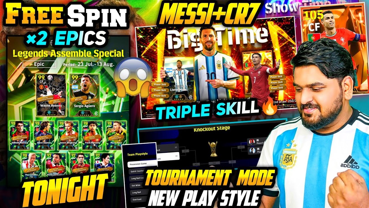 Big Time Ronaldo+Messi With Triple Skill😱 & Guaranteed Epic Free Spin Today In E-Football 26| Aguero