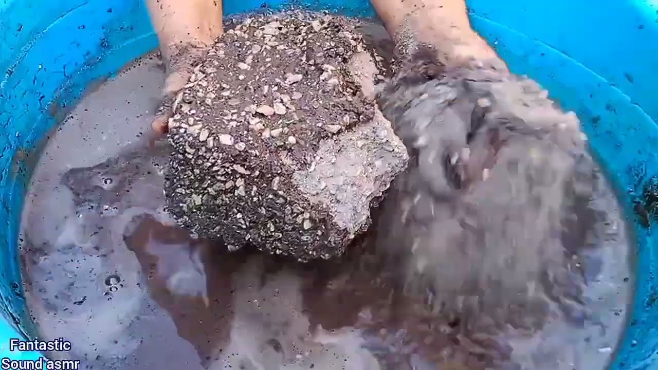 Dipping lover stoney 🪨 texture Sand Cement stone 🪨 crumble dipping in water 💦💦💦 paste play Asmr 