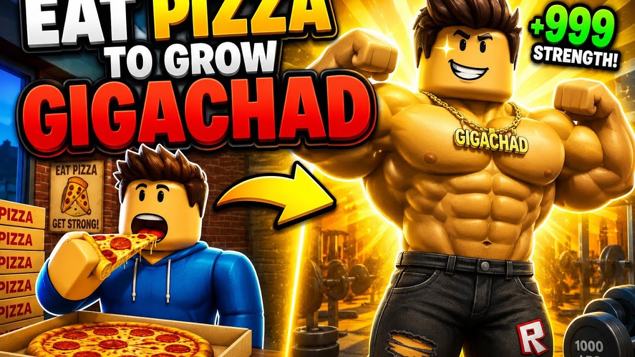 Eat Pizza to Grow GIGACHAD part #2(ROBLOX)