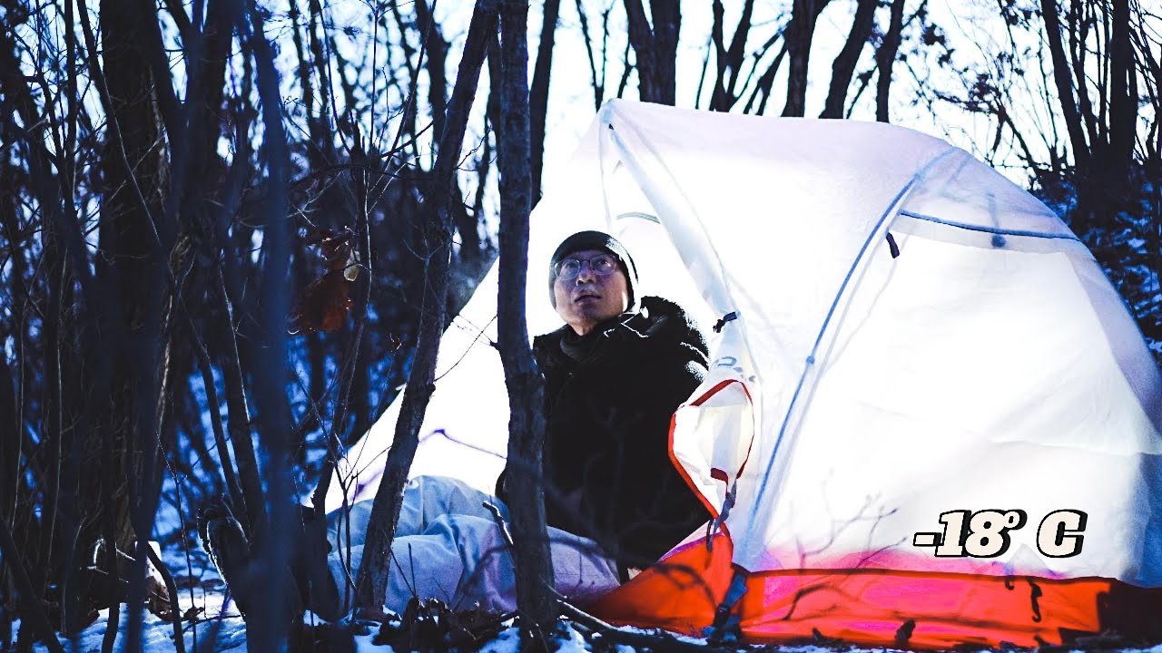 영하 18도, 한파경보가 내려진 아무도 없는 설산에서 나홀로 백패킹