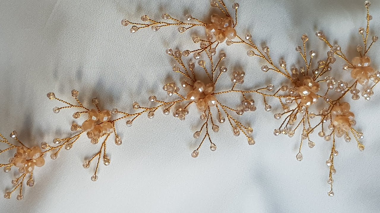 Kristal Boncuklu Gelin Tacı Yapımı - DIY Beaded Bridal Hairvine