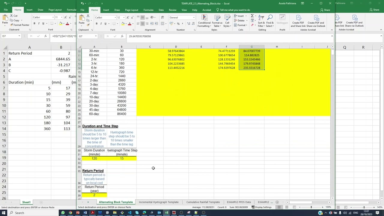 Calculate a Design Storm from an IDF relationship