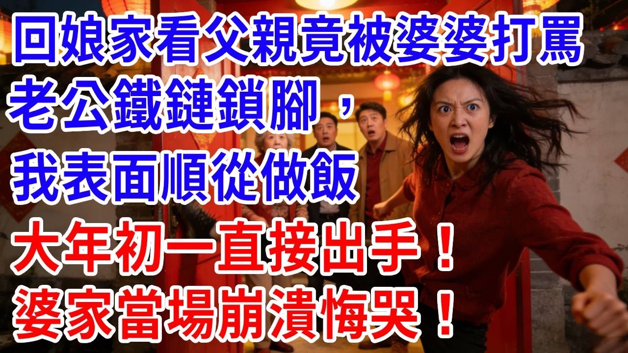 回娘家看生病父親竟被婆婆打罵、老公鐵鏈鎖腳，我表面順從做飯，大年初一直接出手，婆家當場崩潰悔哭！