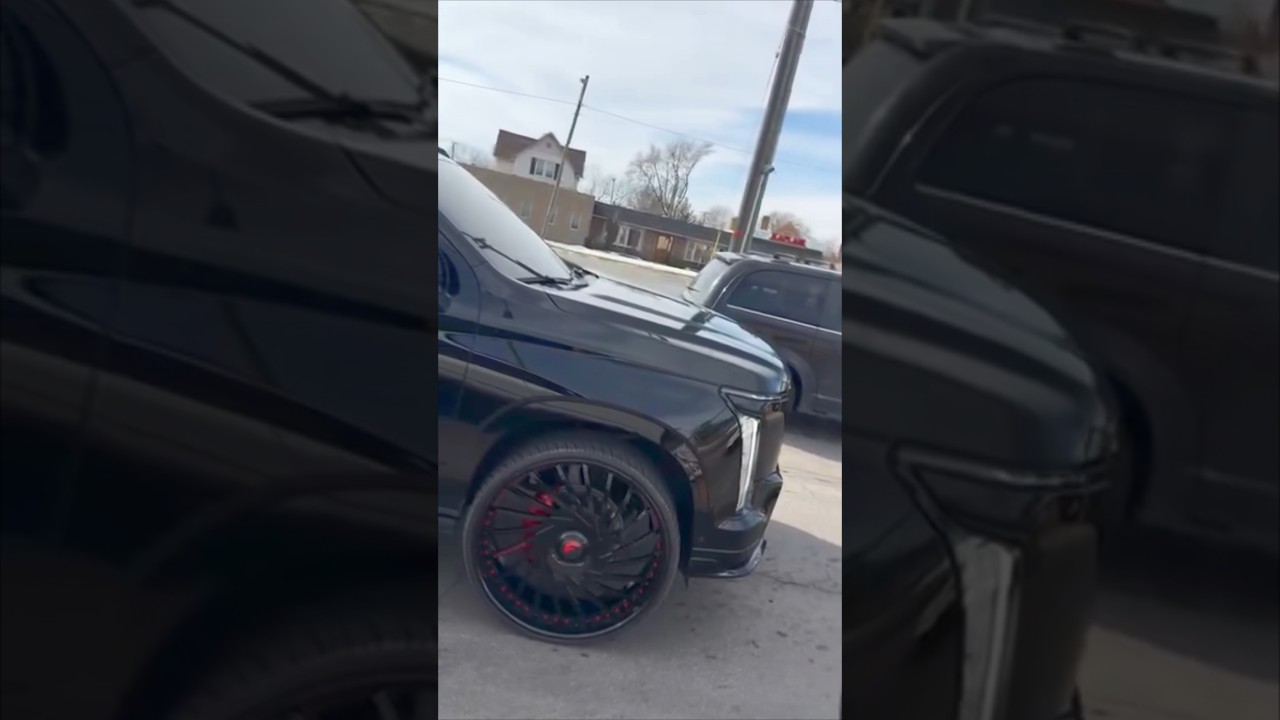 Black 2025 Cadillac Escalade V on 30&rsquo;s Forgiatos Taking Off