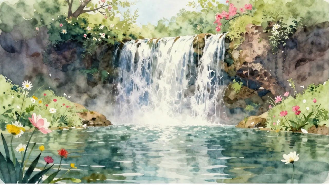 Still TV Art! Change your TV into changeable art!  Watercolor waterfall #art #smarttv #waterfall