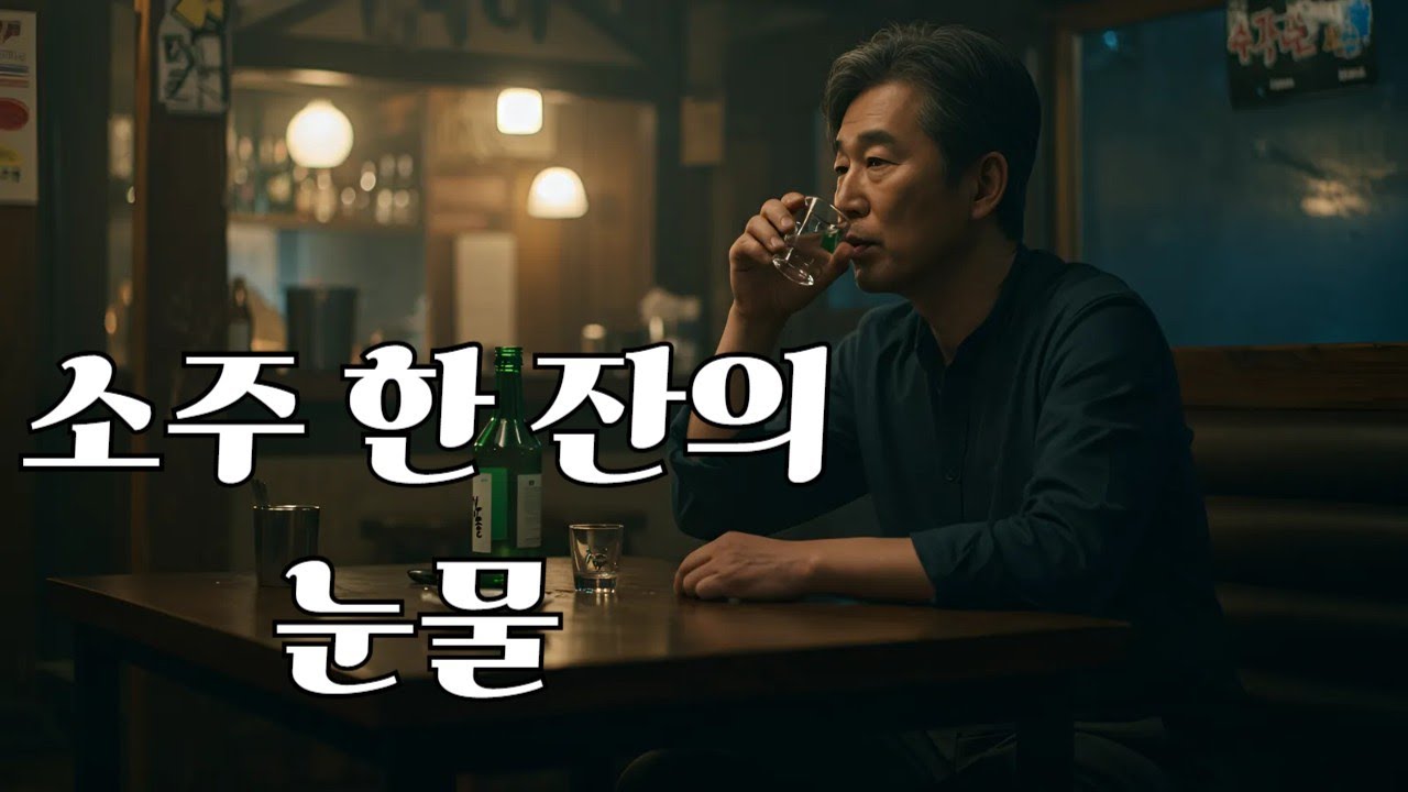 중년의 슬픈인생곡- 소주 한 잔의 눈물-서러운 밤 술잔에  눈물로 채운 잔
