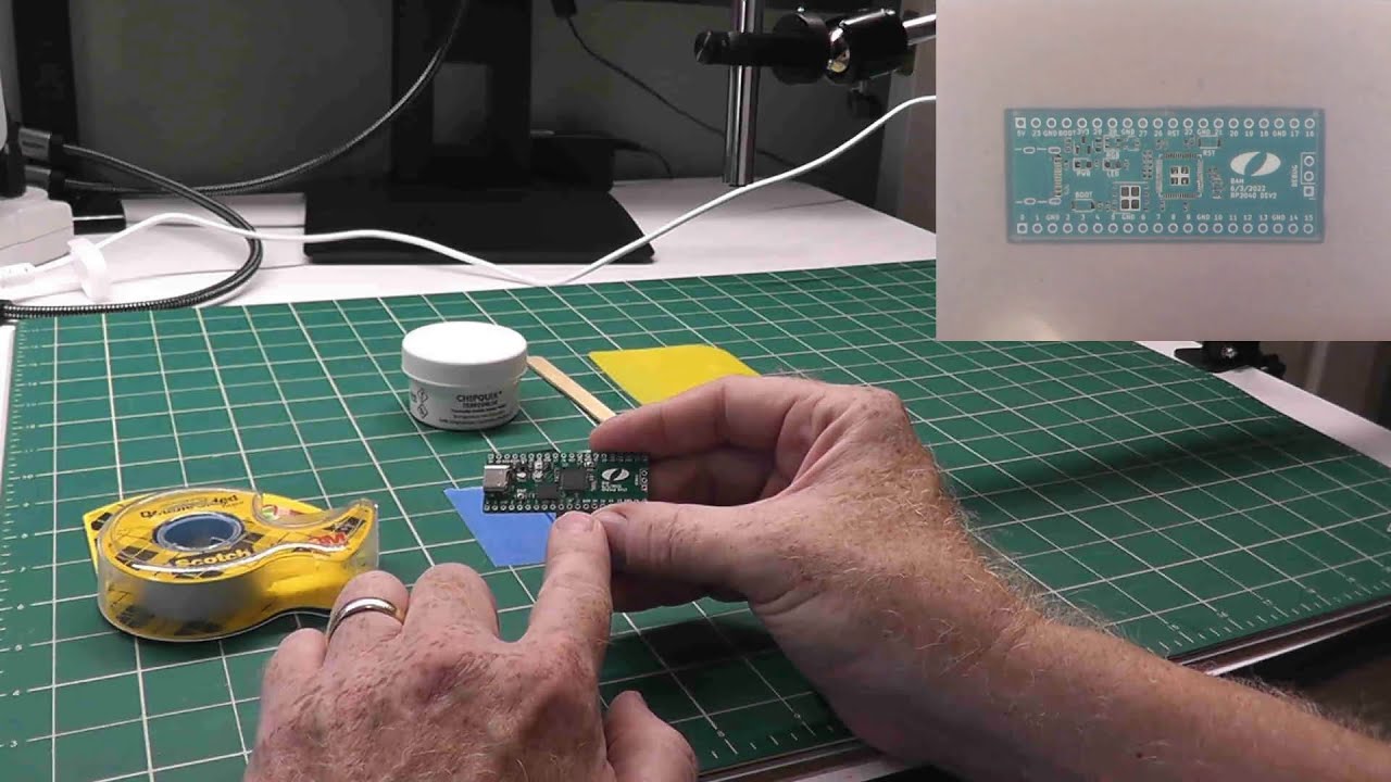 Manual Assembly of a Surface-Mount RP2040 Dev Board Using a DIY Laser-Cut Mylar Solder Stencil