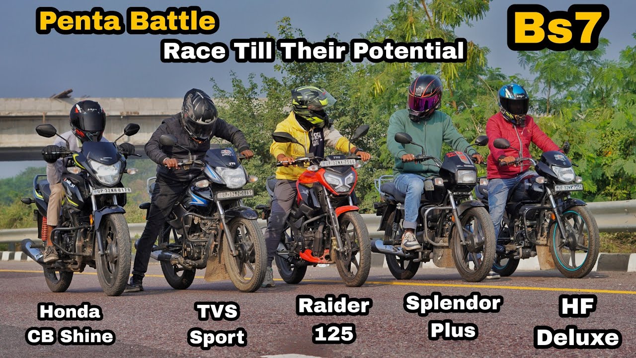 Raider 125 Vs Splendor Plus Vs Tvs Sport Vs Honda Shine Vs Hf Deluxe | Race Till Their Potential