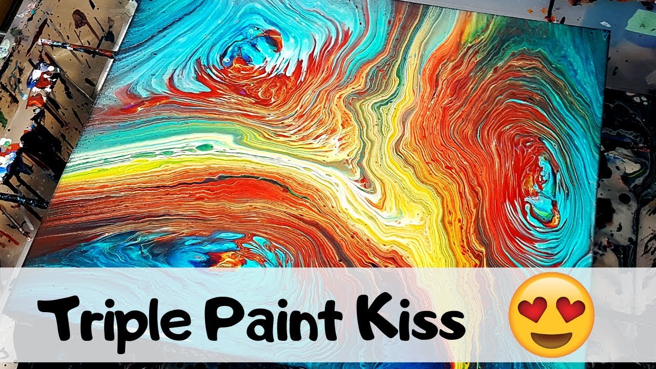 Multiple PAINT KISS Pour 😘 Taking this Acrylic Pouring Technique to New Level