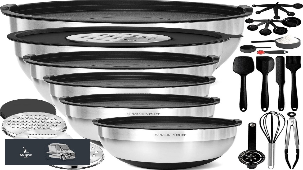 Priority Chef Stainless Steel Mixing Bowls with Lids Set Premium 30Pcs