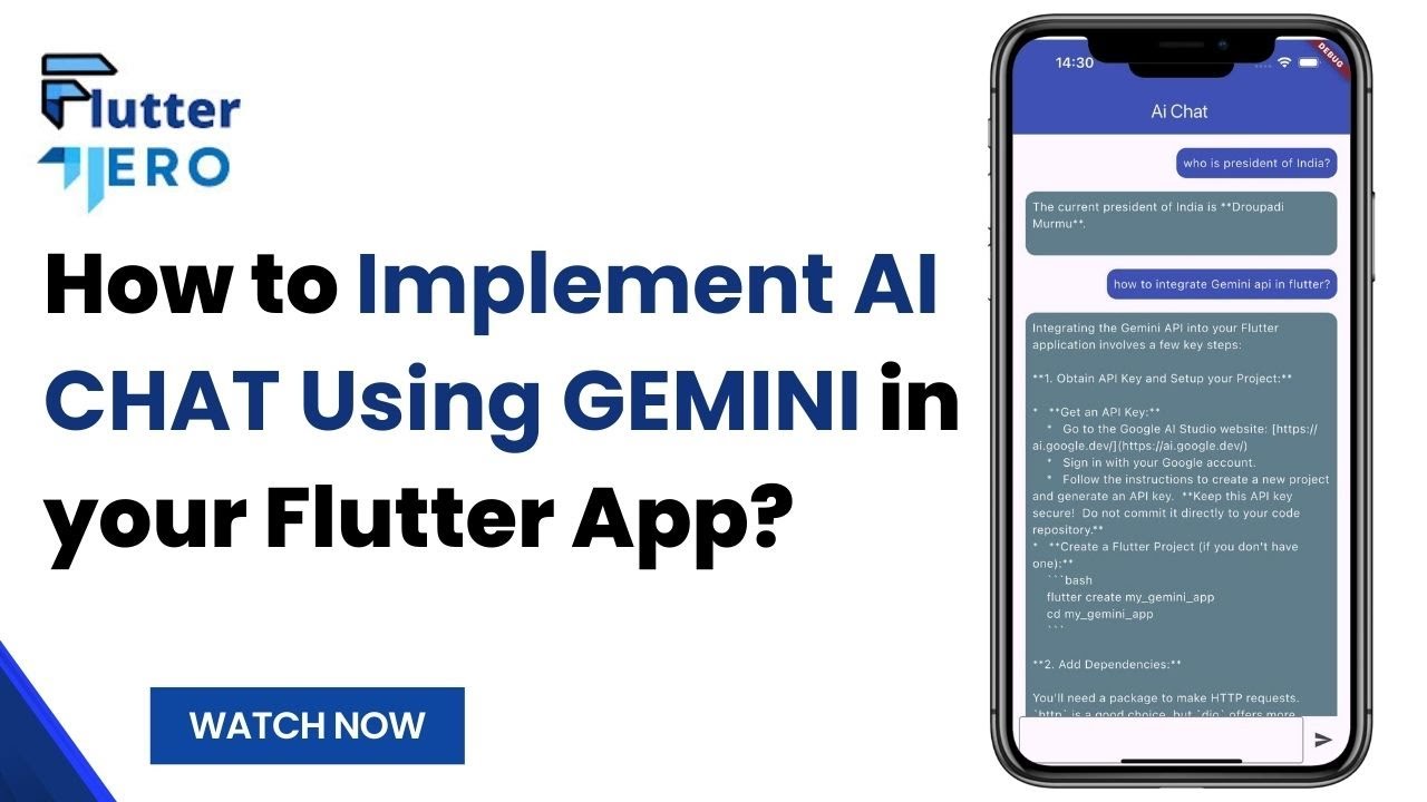 How to Implement AI Chat Using Gemini API? | Step-by-Step Guide | Flutter Hero