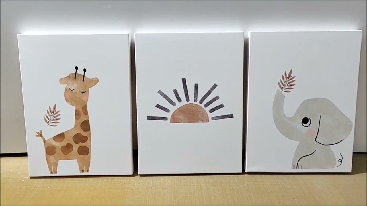 Finished Example of 3 Piece Cute Nursery Wall Art Print Set | Kids Wall Art | Mybudgetart.com.au