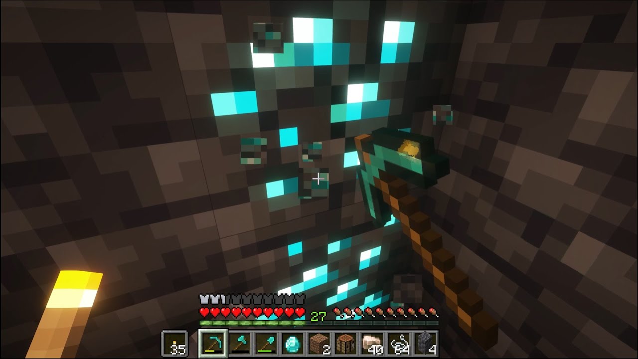 Minecraft LongPlay | Relaxing Mining and Cave Mineshaft Exploration (No Commentary)