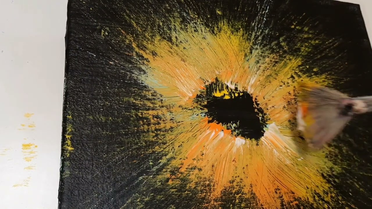 Cosmic Aura 🌟Metalic Star Swipe / Black Canvas Acrylic Painting / Space Painting