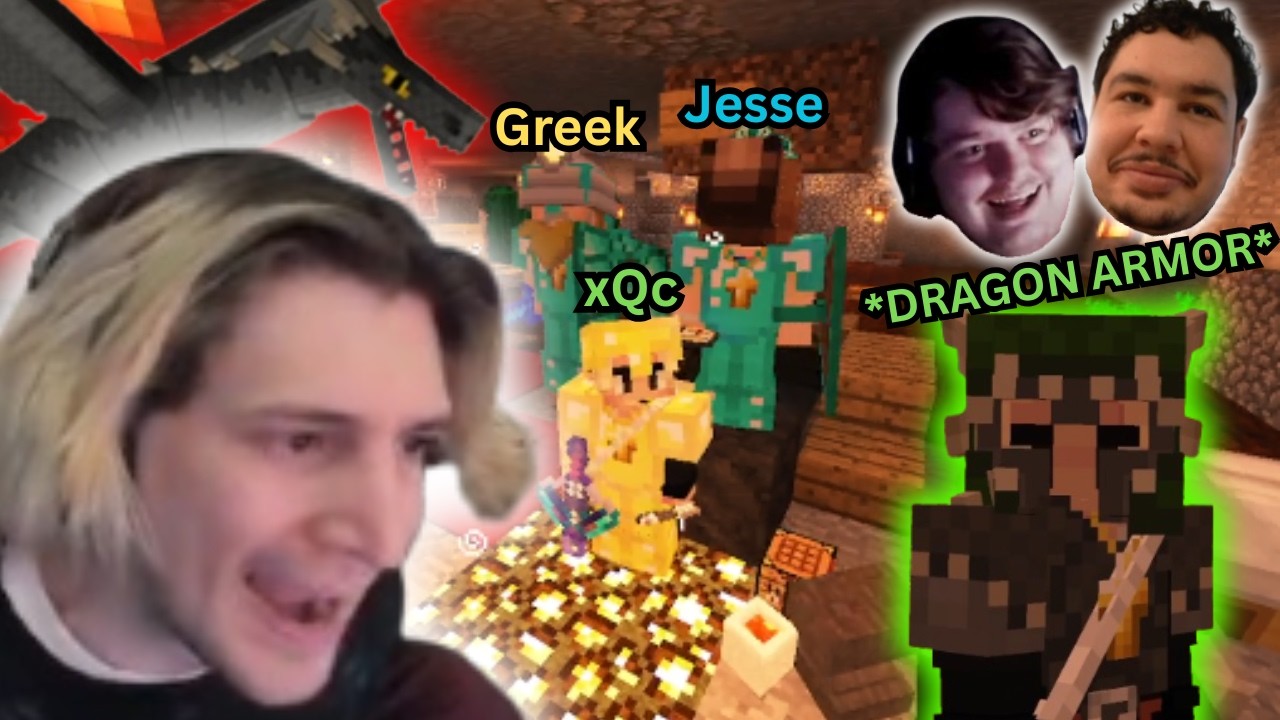 xQc SLAYS DRAGONS in RLCraft with Jesse and Greek