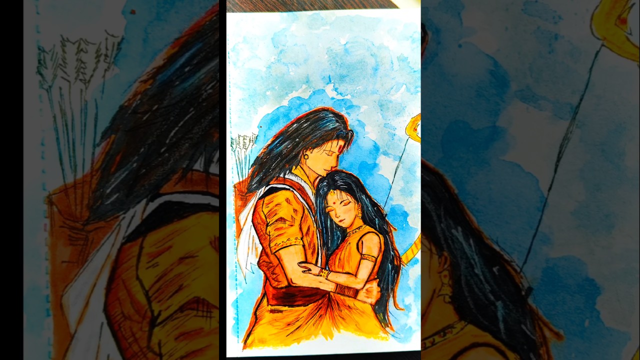 Shree Ram and Sita art #shreeram  #sitaram #ramayana #diwali #art #animestyle