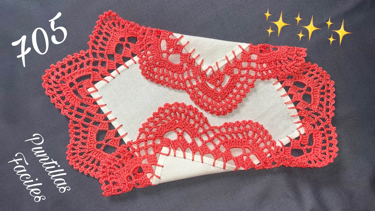 🌈🌸PUNTILLA PARA SERVILLETAS DE UNA SOLA VUELTA🍭✨ PUNTILLAS FÁCILES 705